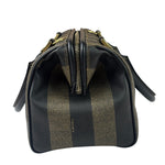 Fendi Brown/Black Leather Pequin Boston Bag
