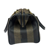 Fendi Brown/Black Leather Pequin Boston Bag