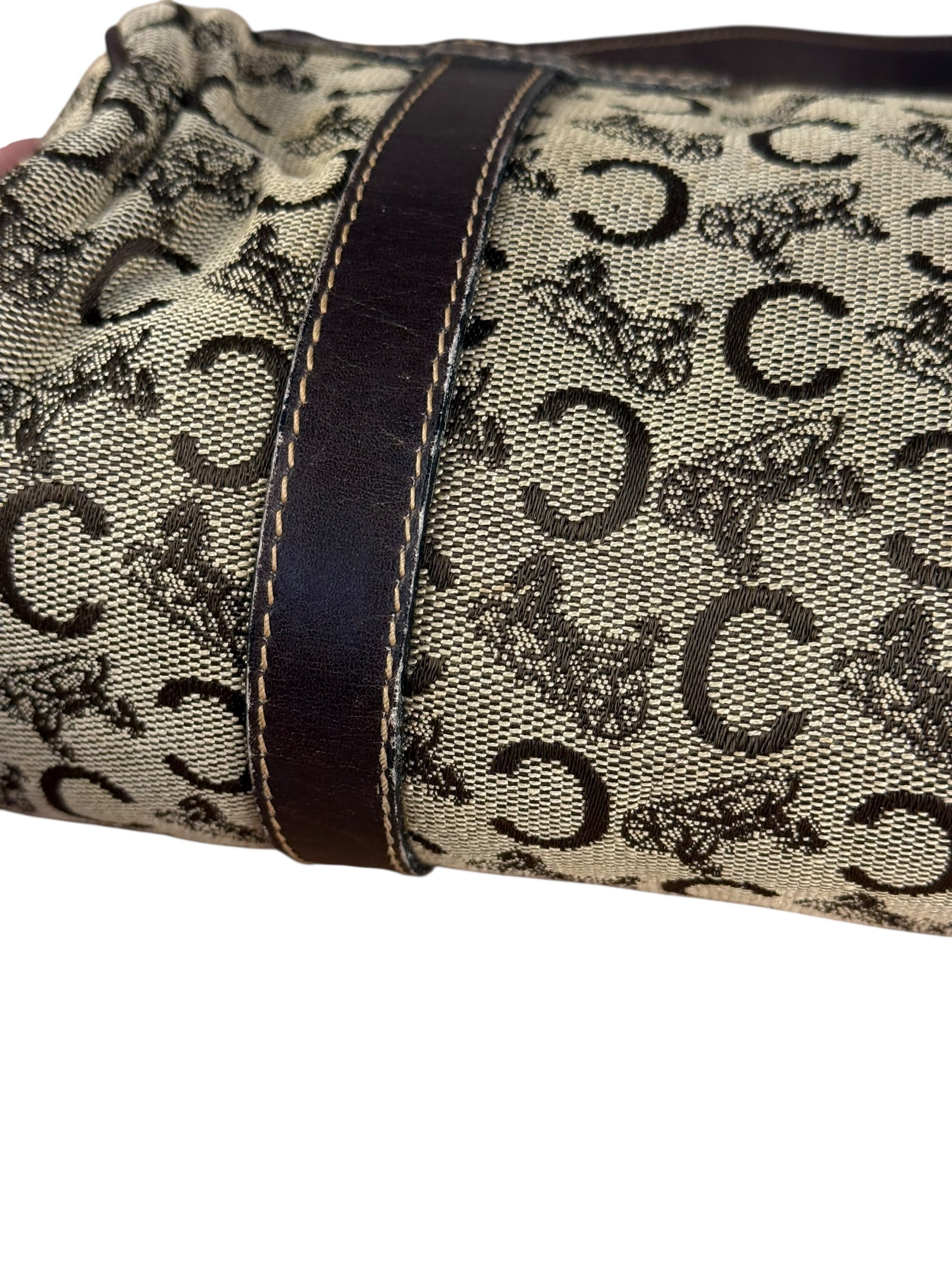 Celine Vintage Macadam Canvas Barrel Bag