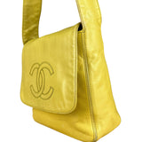 Chanel CC 1997 Chartreuse Leather Flap Shoulder Bag