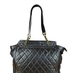 Chanel Black Quilted Leather Chain Shoulder Tote '94-'96
