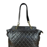 Chanel Black Quilted Leather Chain Shoulder Tote '94-'96
