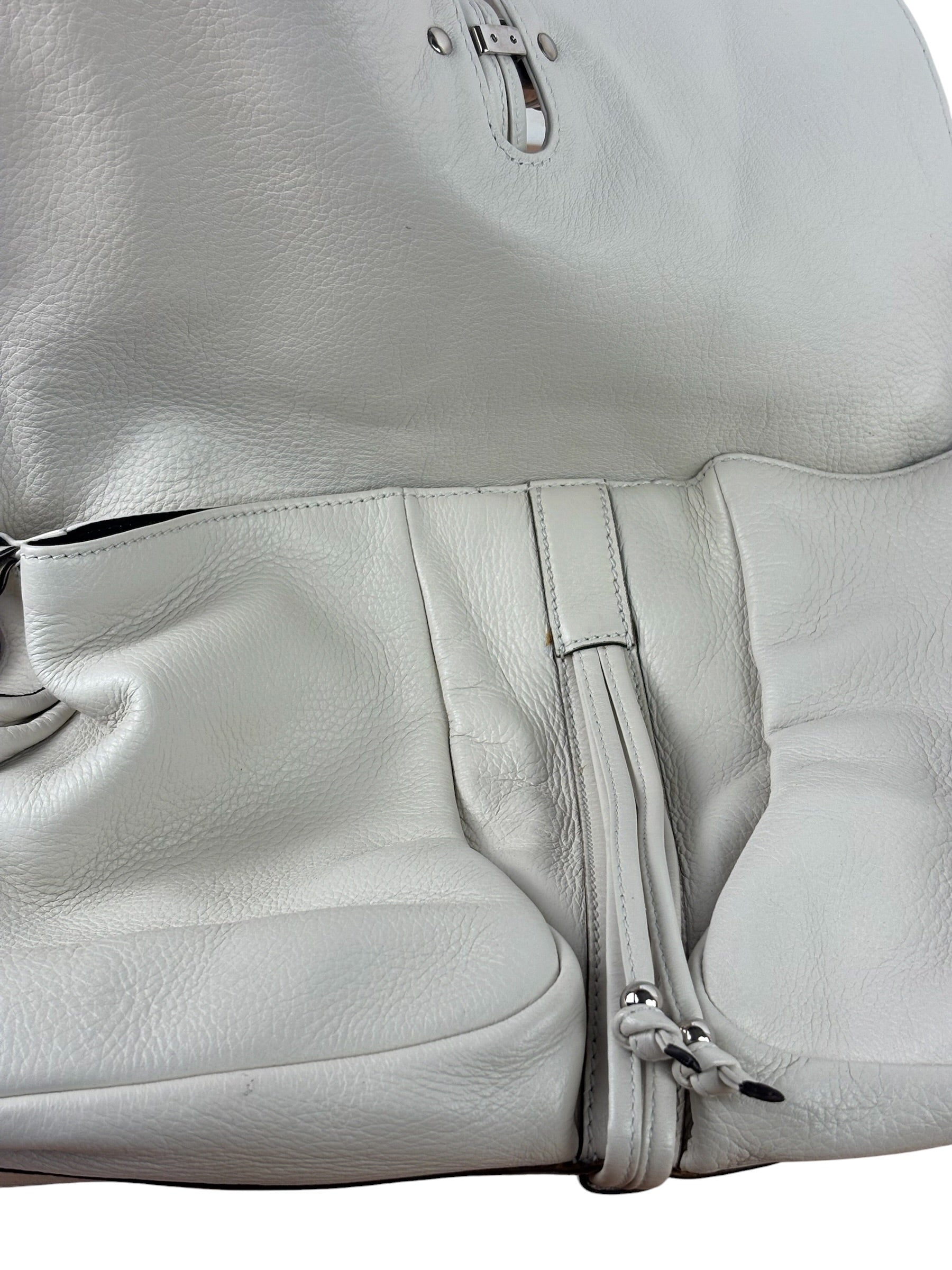 Gucci White Leather Bamboo Jungle Shoulder Bag