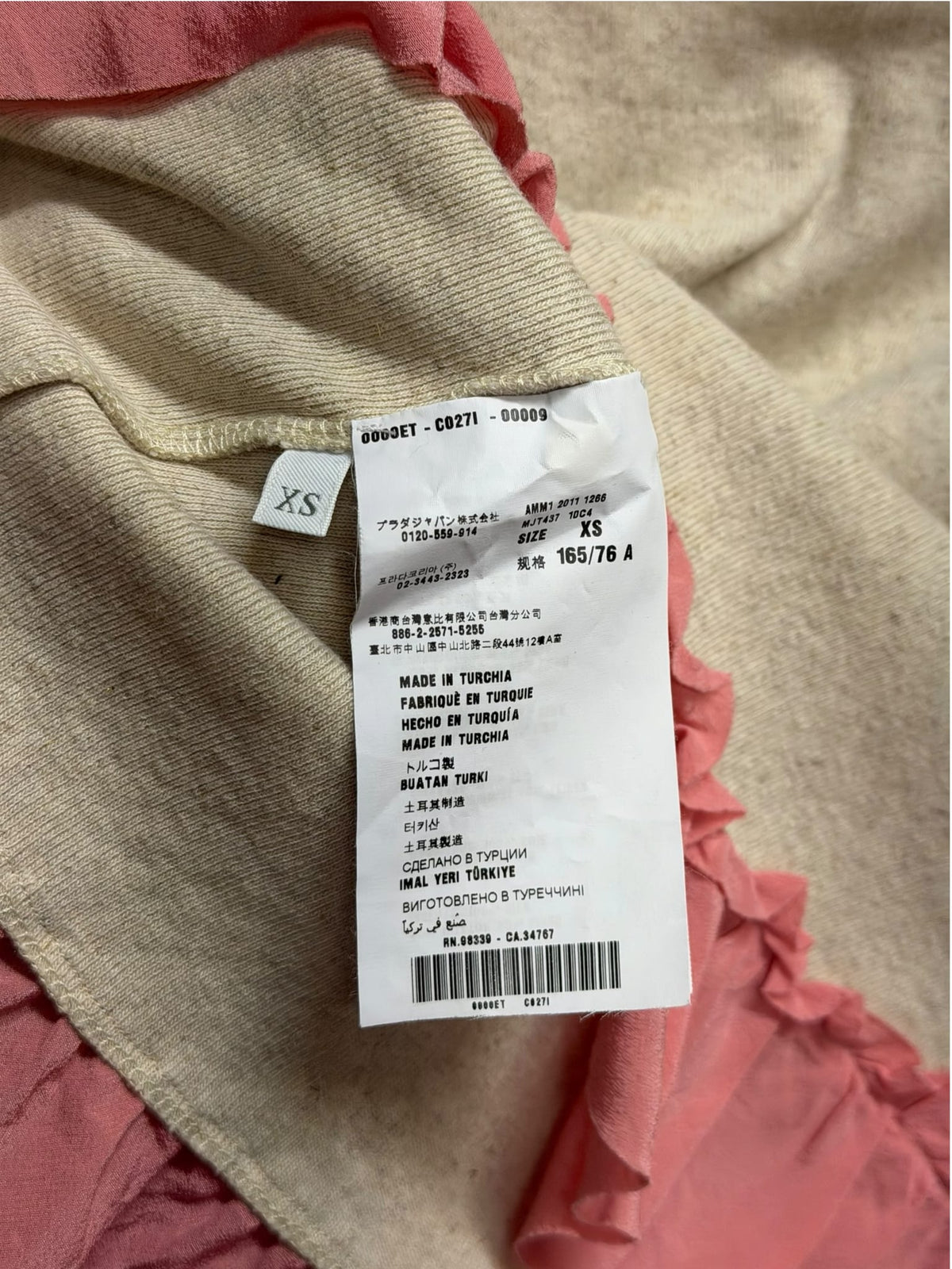 Miu Miu Pink/Beige Cotton Blend Ribbon Back Top