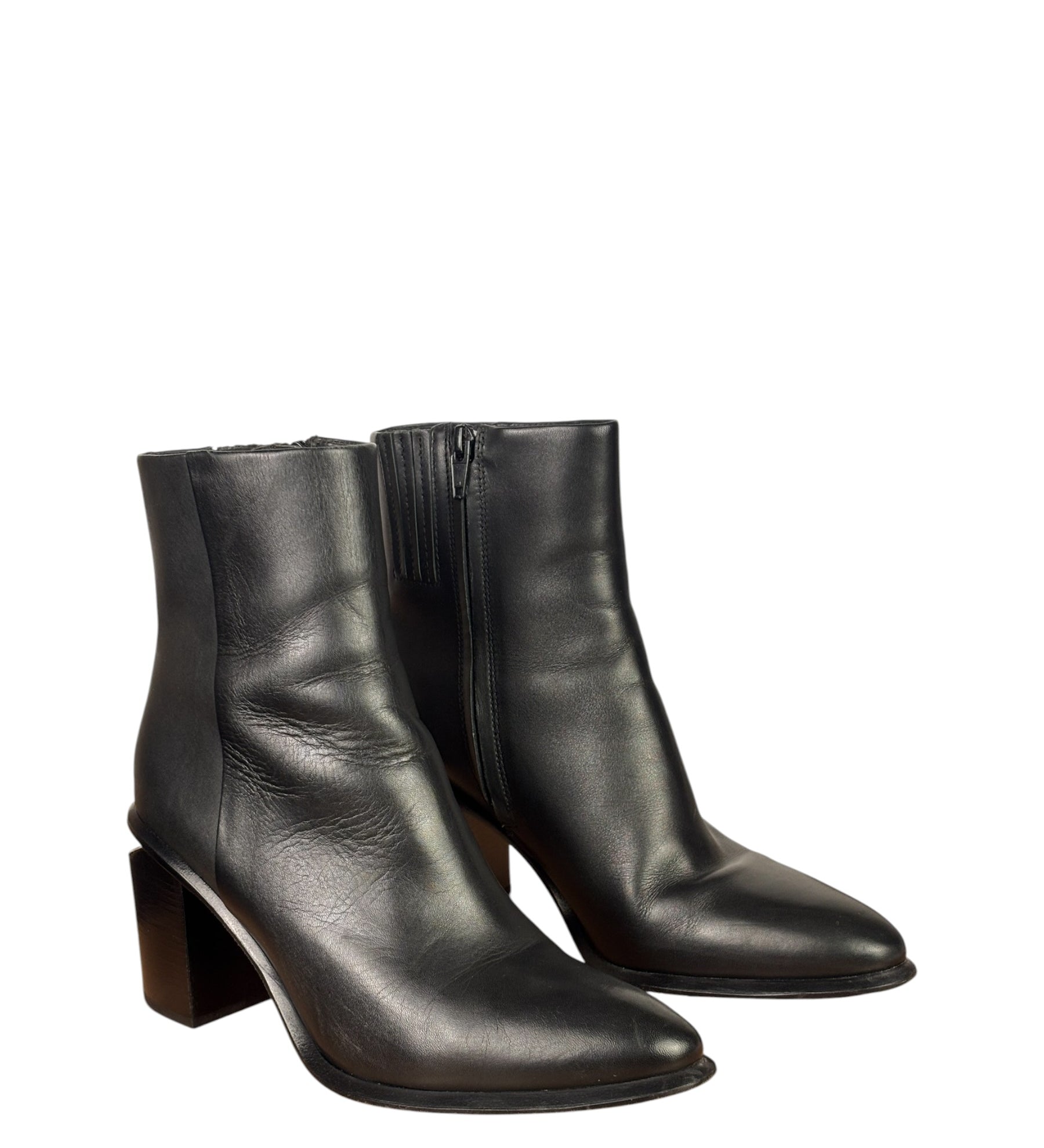 Alexander Wang Black Leather Gabi Cutout Heel Ankle Boots