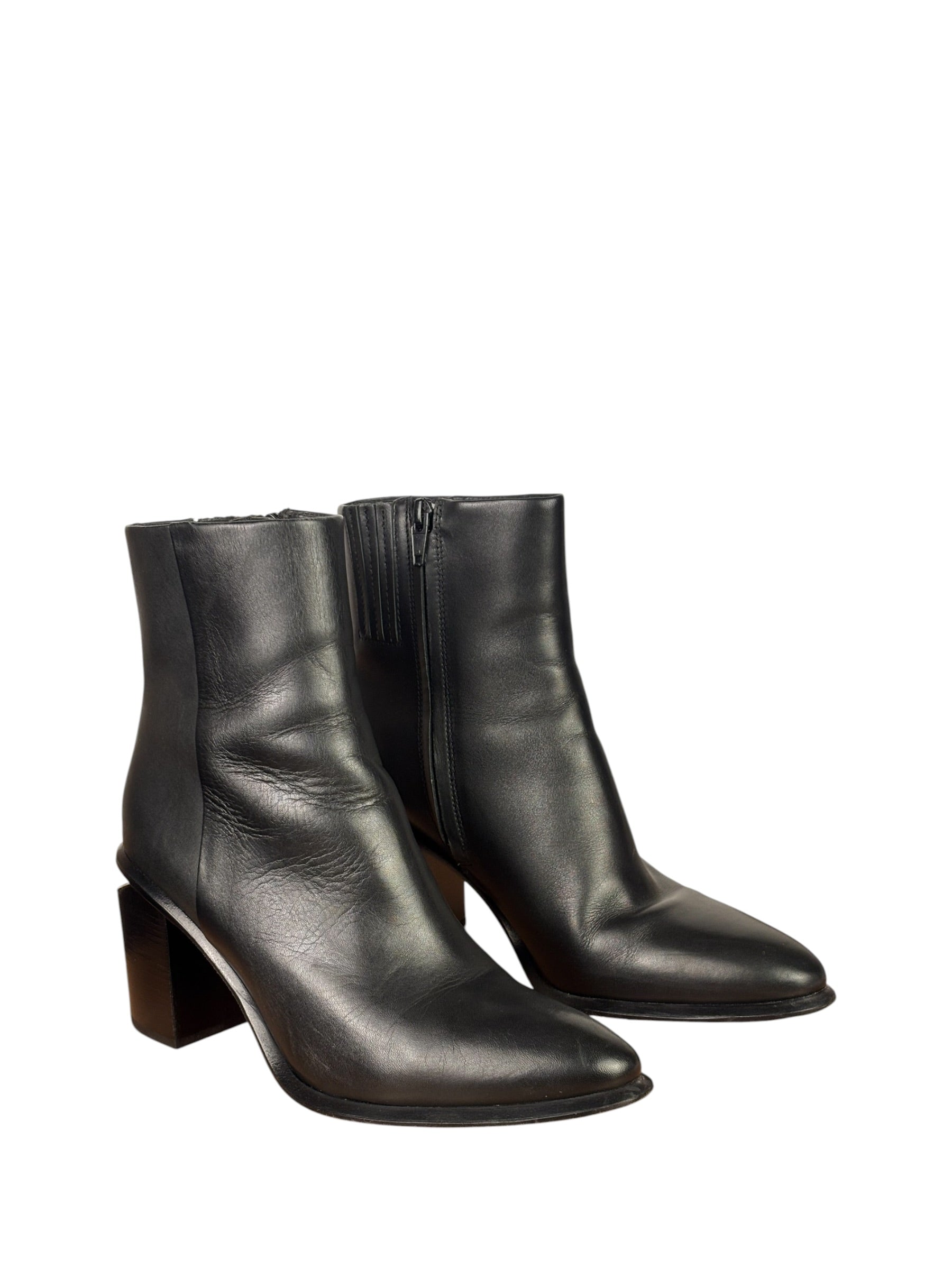 Alexander Wang Black Leather Gabi Cutout Heel Ankle Boots