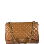 Chanel Caramel Brown Quilted Lambskin Large Shoulder Bag 2009