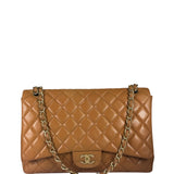 Chanel Caramel Brown Quilted Lambskin Large Shoulder Bag 2009