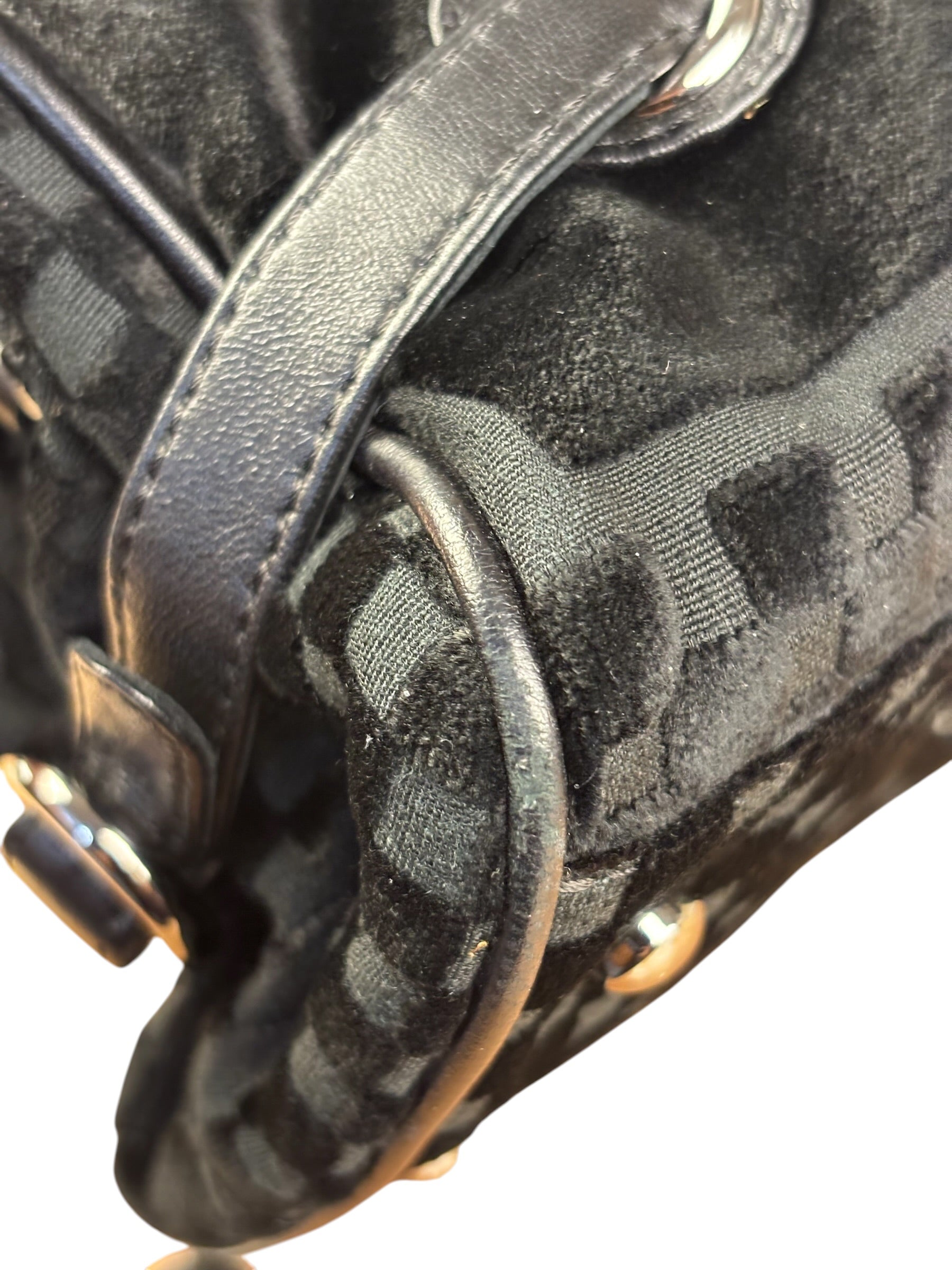 Chanel Black Velvet Leather Trim Kiss-Lock Two-Way Bag 2006