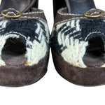 Miu Miu Vintage Woven Tweed Platform Sandals