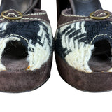 Miu Miu Vintage Woven Tweed Platform Sandals