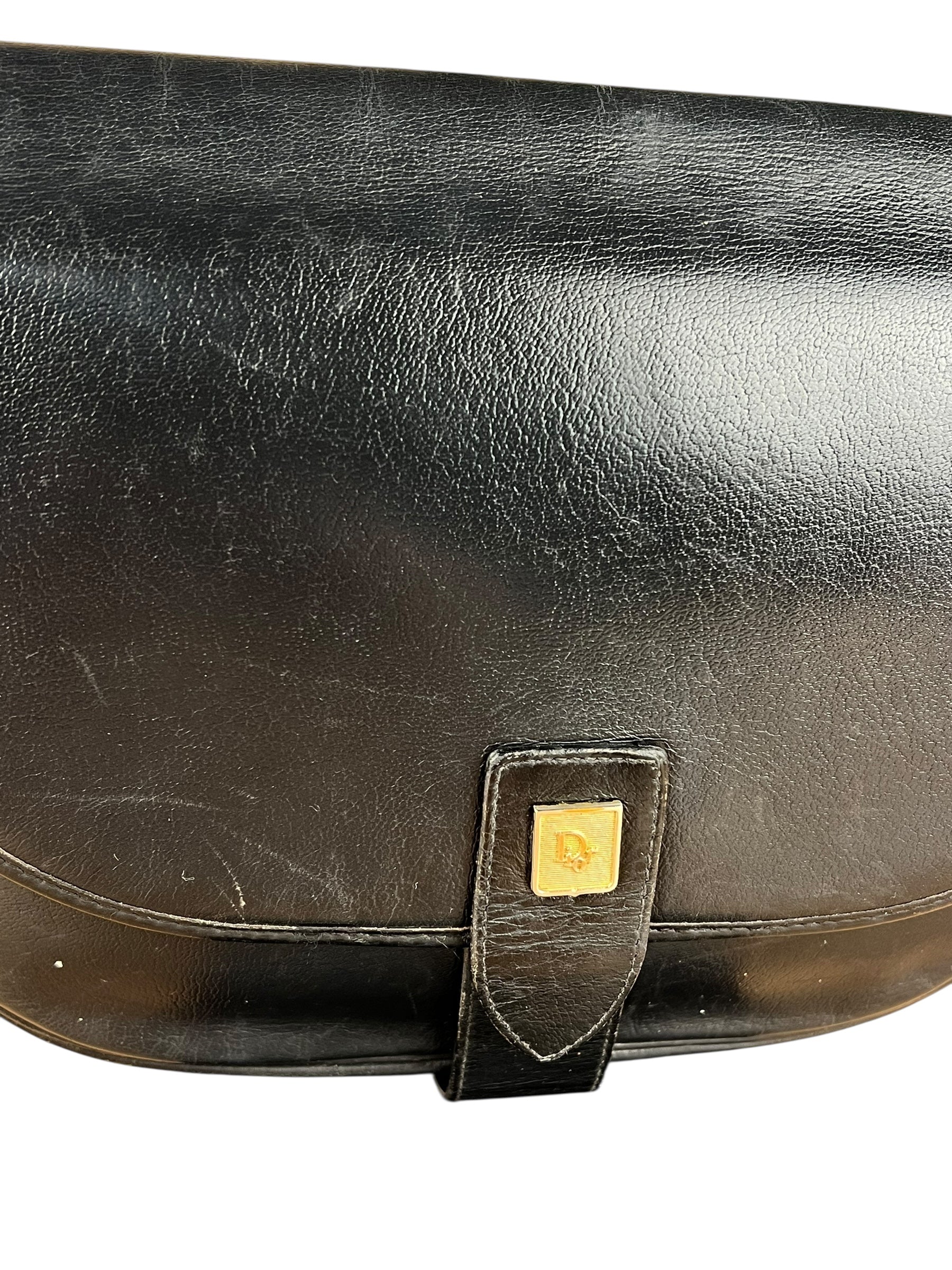 Dior Black Leather Vintage Flap Shoulder Bag