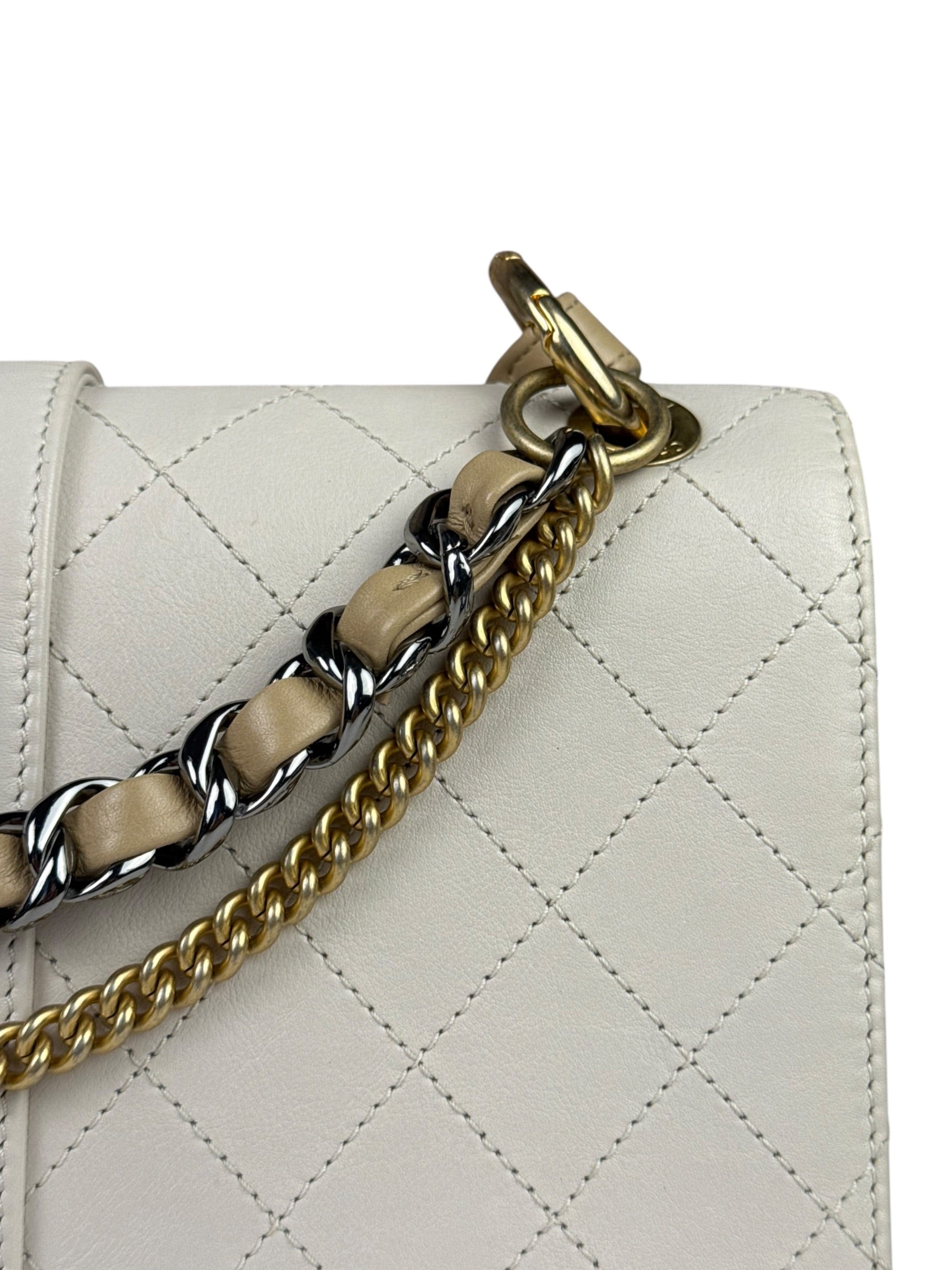Chanel Cream Quilted Leather Flap Bag 2018