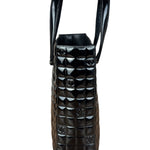 Chanel Vintage Black Patent Leather Chocolate Bar Pyramidal Tote Bag 2002