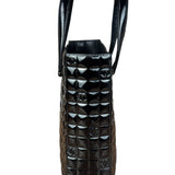 Chanel Vintage Black Patent Leather Chocolate Bar Pyramidal Tote Bag 2002