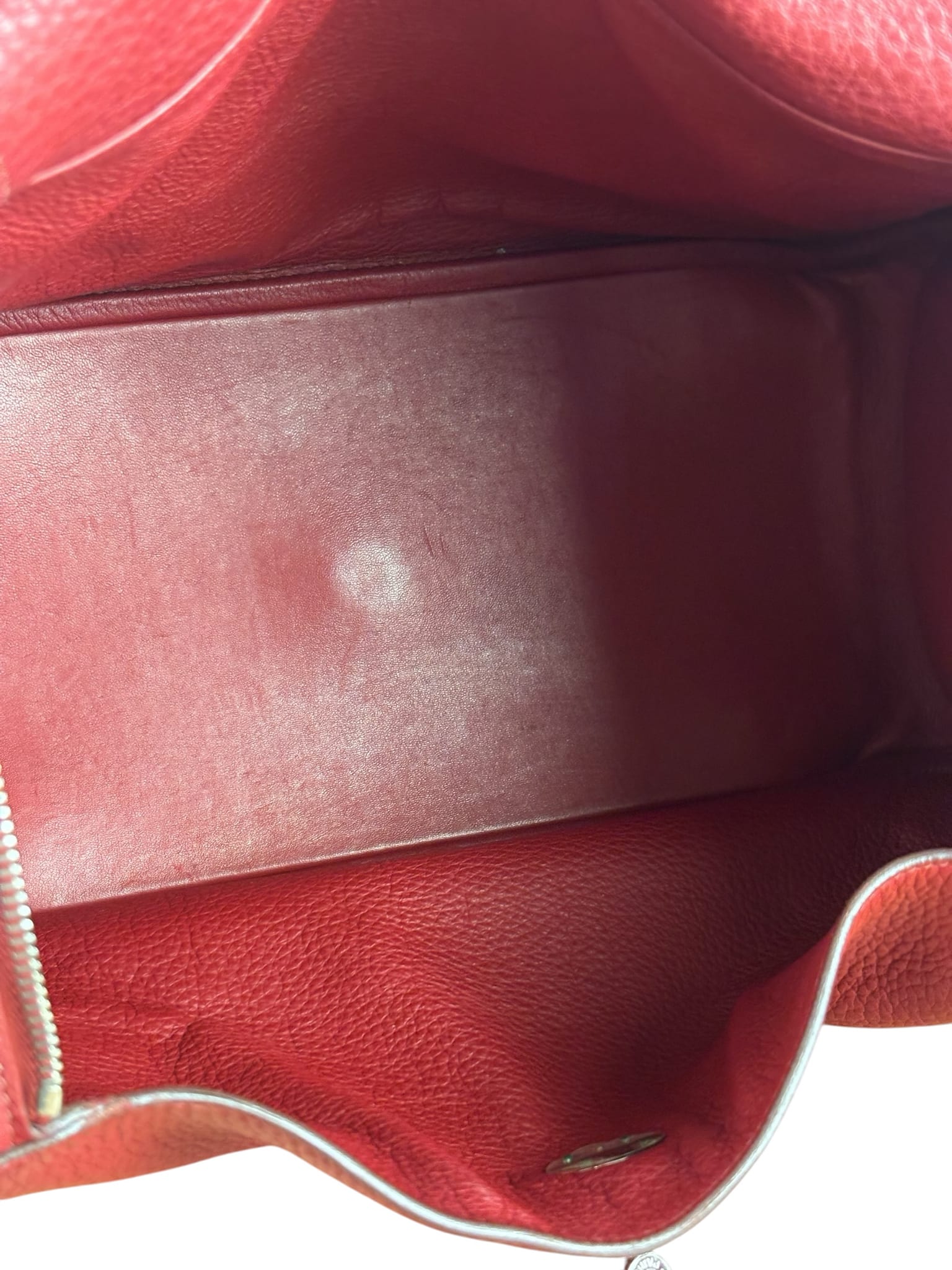 Hermes Rouge Clemence Leather Lindy 34