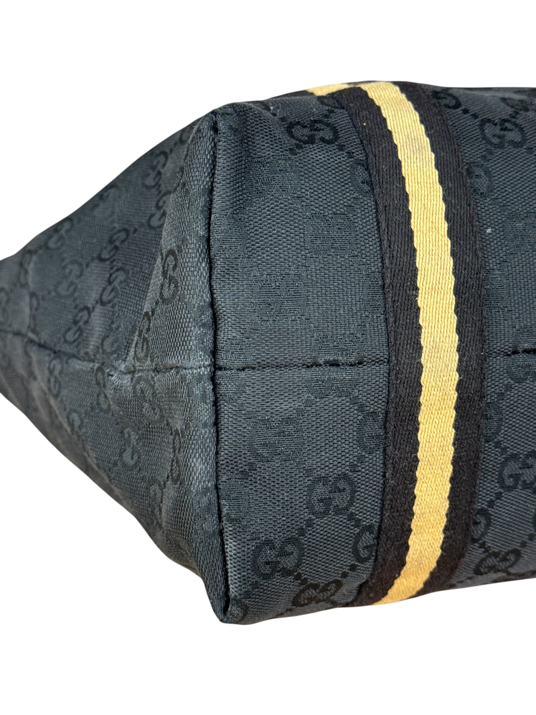 Gucci GG Vintage Black Canvas Shoulder Tote