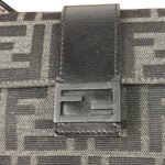 Fendi FF Black Canvas Flap Mini Baguette Shoulder Bag