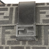 Fendi FF Black Canvas Flap Mini Baguette Shoulder Bag