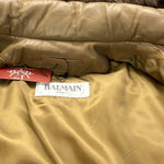 Balmain Beige Leather Puffer Fur Hooded Coat