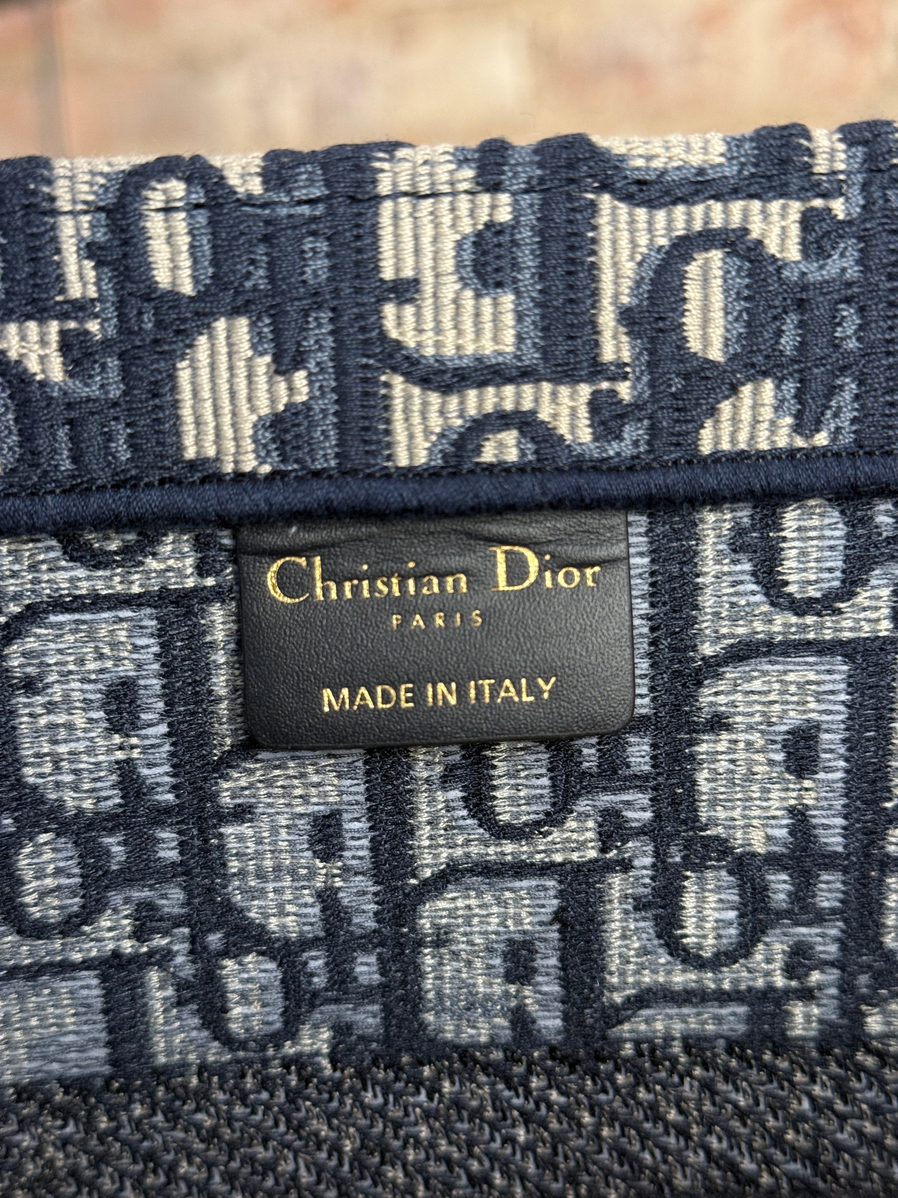 Christian Dior Navy Ecru Oblique Small Book Tote