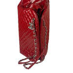 Chanel Red Patent Quilted Leather Large Just Mademoiselle Bowling Bag