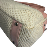 Chanel Cream/Pink Leather Lax Crochet Bowler Shoulder Bag 2004