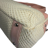 Chanel Cream/Pink Leather Lax Crochet Bowler Shoulder Bag 2004