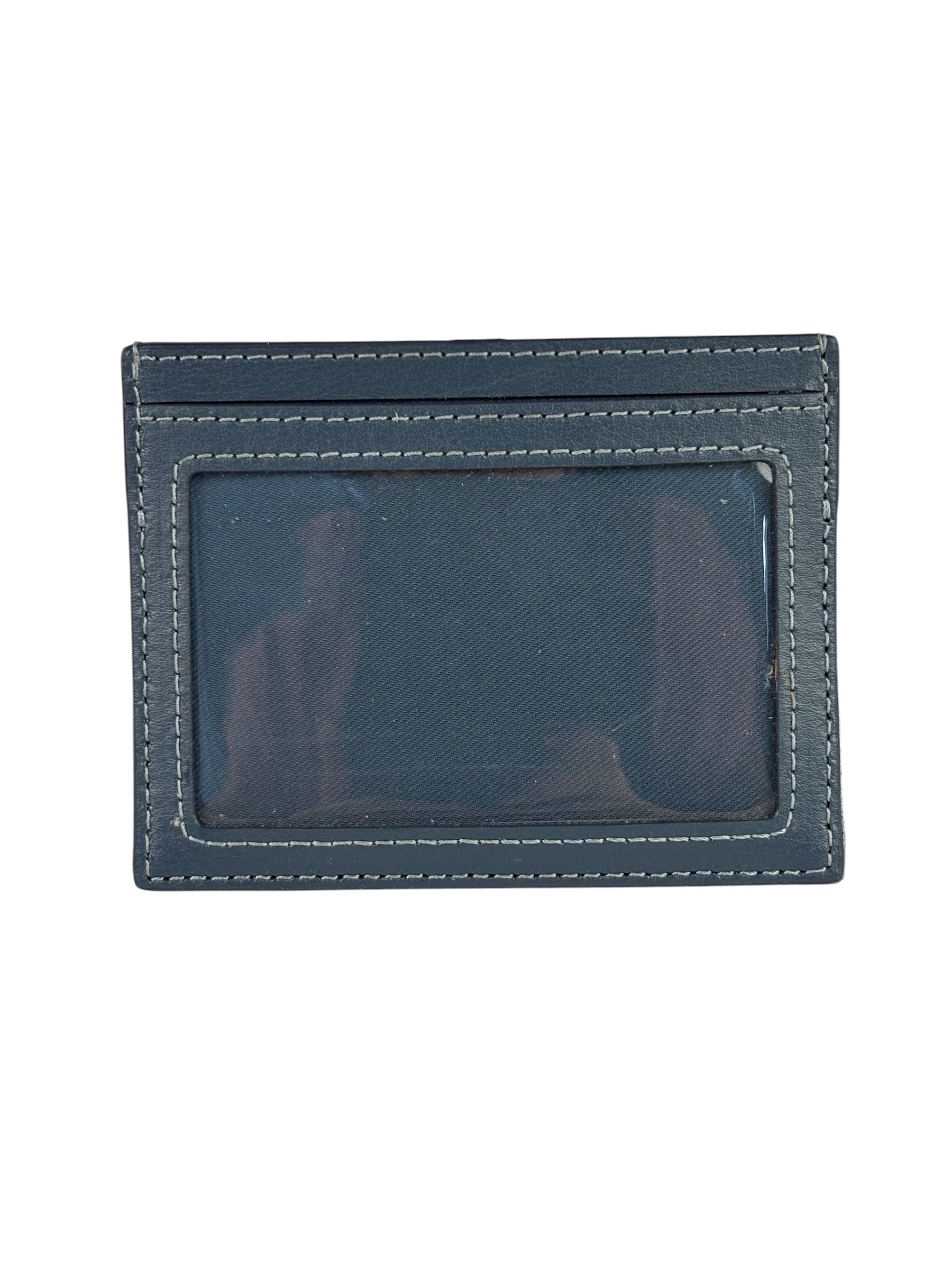 Coach Blue Quilted Regenerative Cotton Denim Trim/Leather Slim ID Card Case