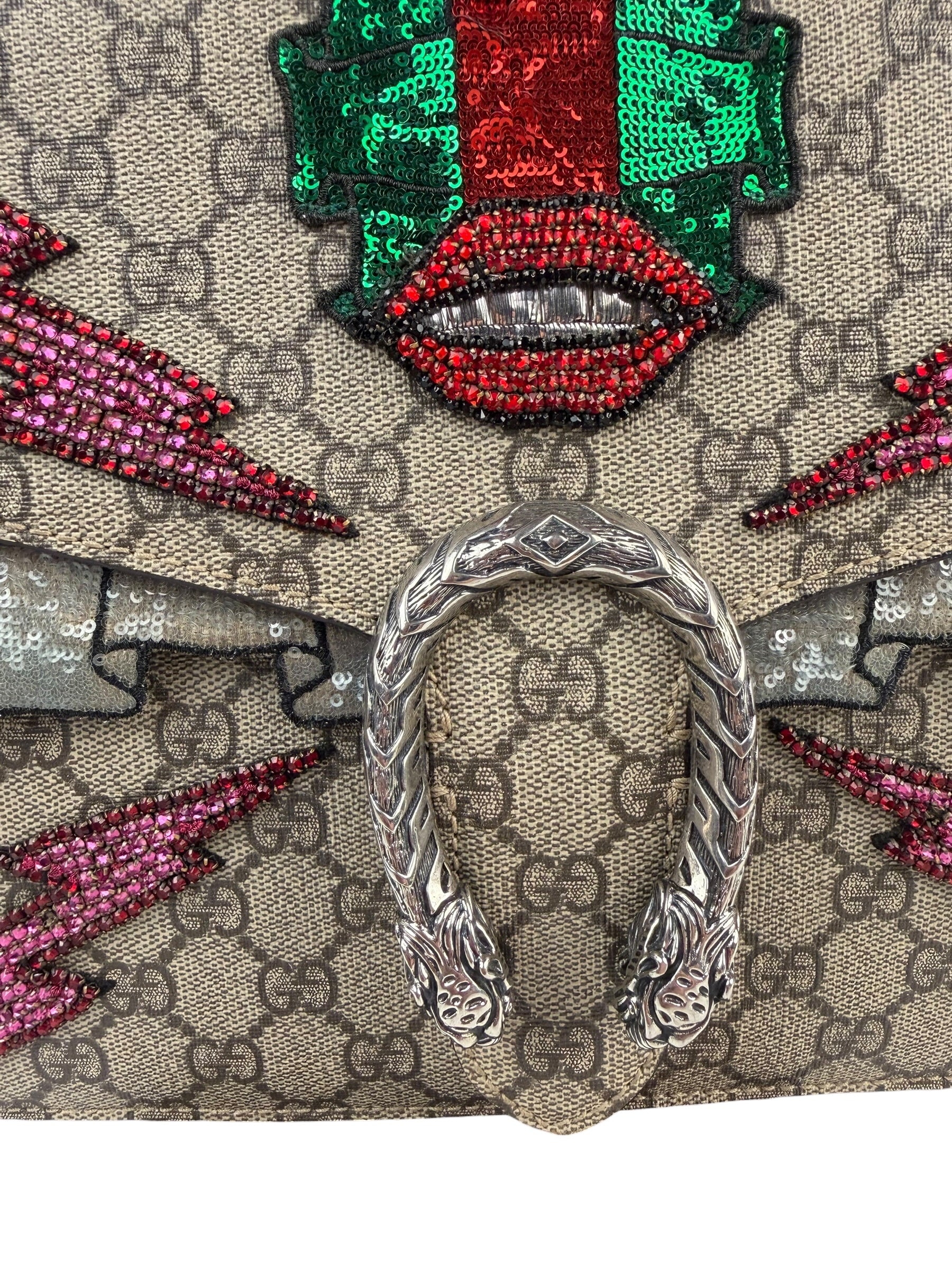 Gucci Beige GG Supreme Medium Dionysus Flap Bag