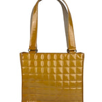 Chanel Vintage Yellow Leather Chocolate Bar Patent Tote Bag 2002