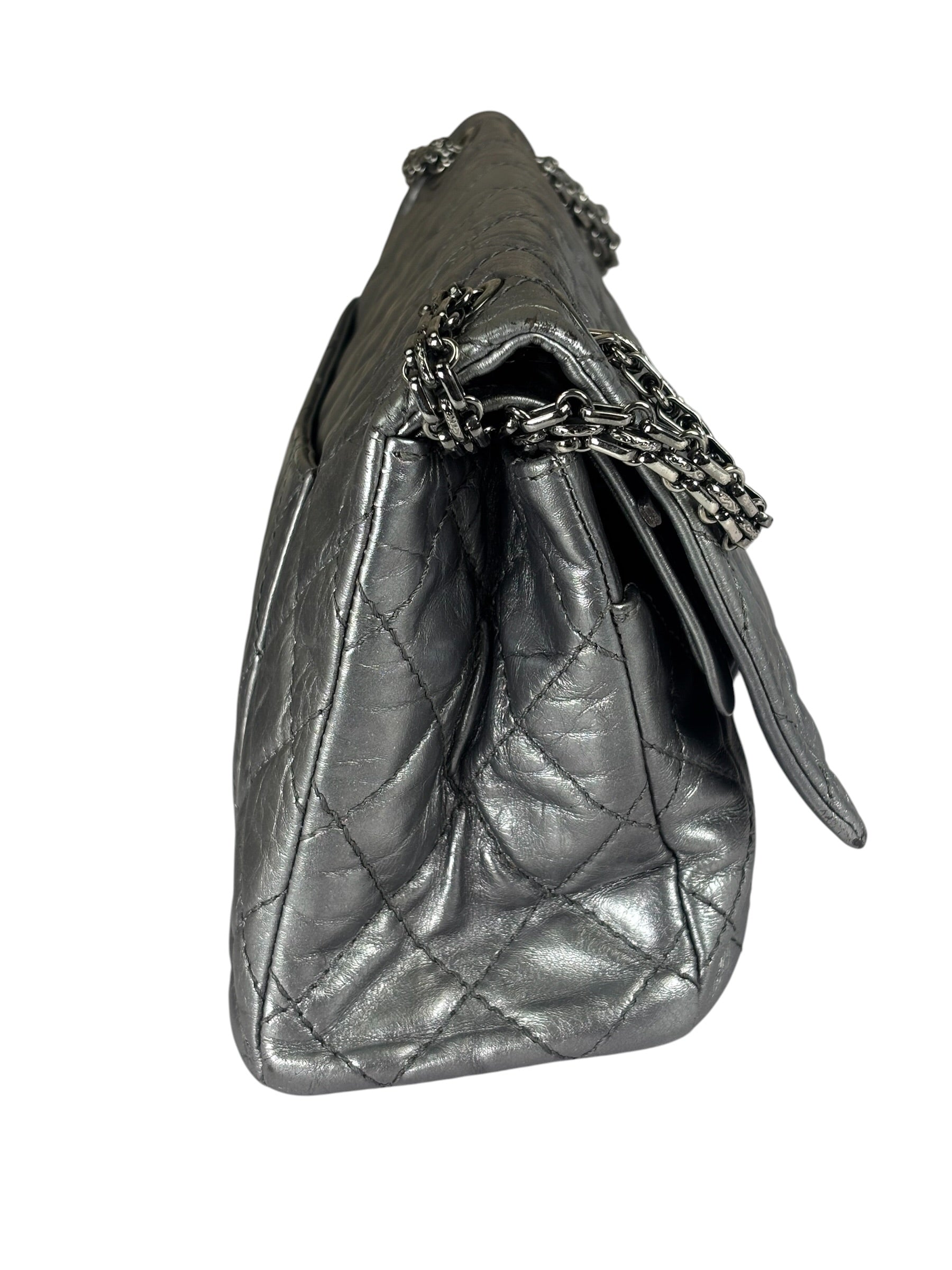 Chanel Metallic Silver Quilted Leather 2.55 Reissue Double Flap Bag 2008