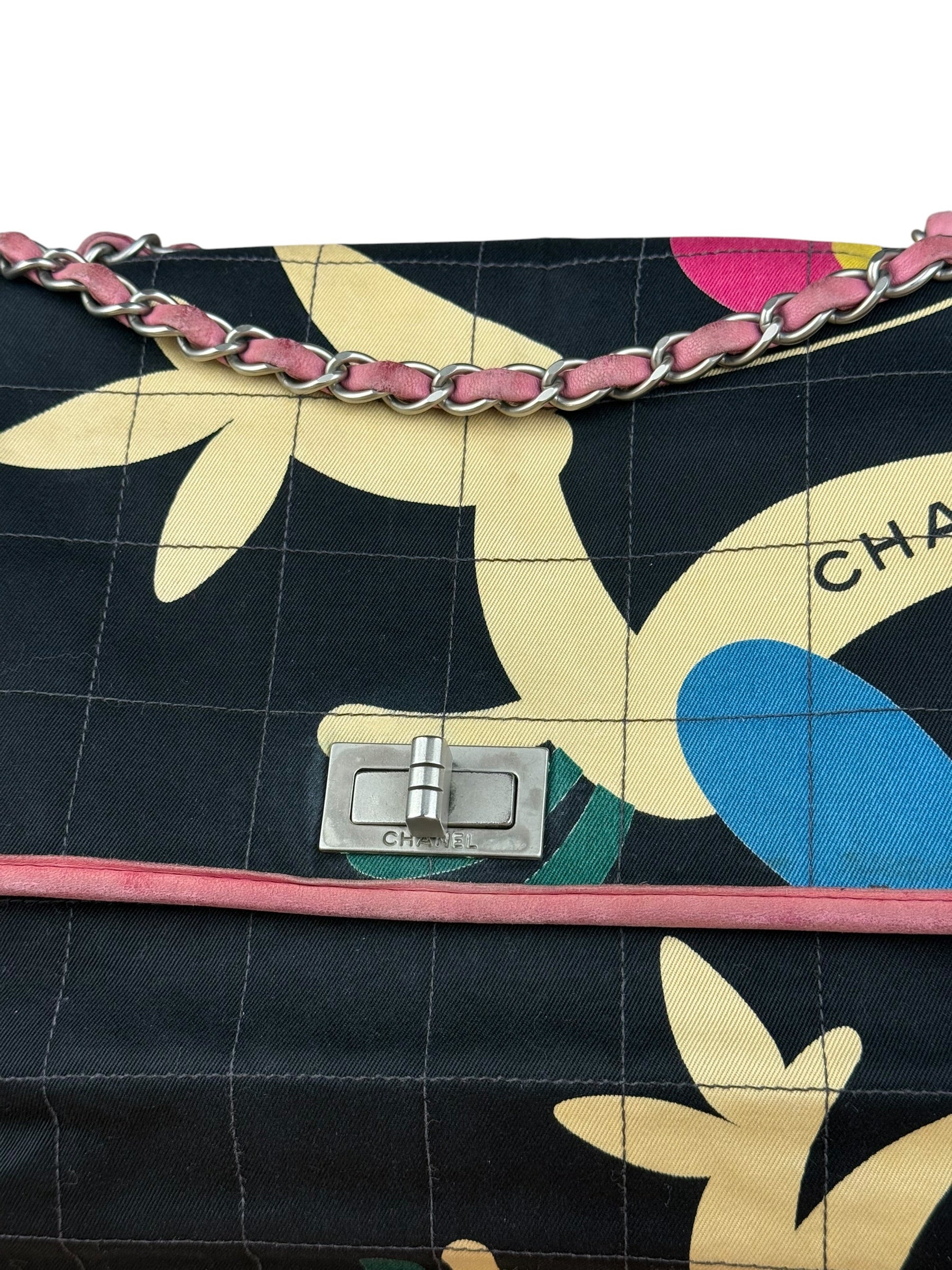 Chanel Multicolor Canvas Bird Print 2.55 Flap 2001