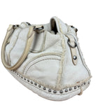 Prada Vintage White Studded Leather Shearling Bowler 2Way Bag