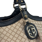 Gucci Beige Leather Trim Diamante Canvas Sukey Tote