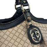 Gucci Beige Leather Trim Diamante Canvas Sukey Tote