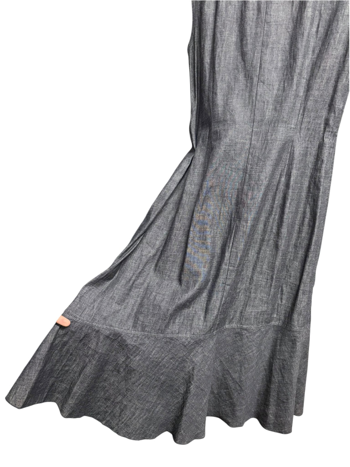 Burberry London Sleeveless Denim Ruffle Wrap Dress