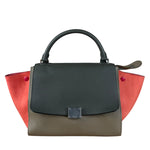 Celine Tricolor Trapeze Pebbled Leather Hand Bag