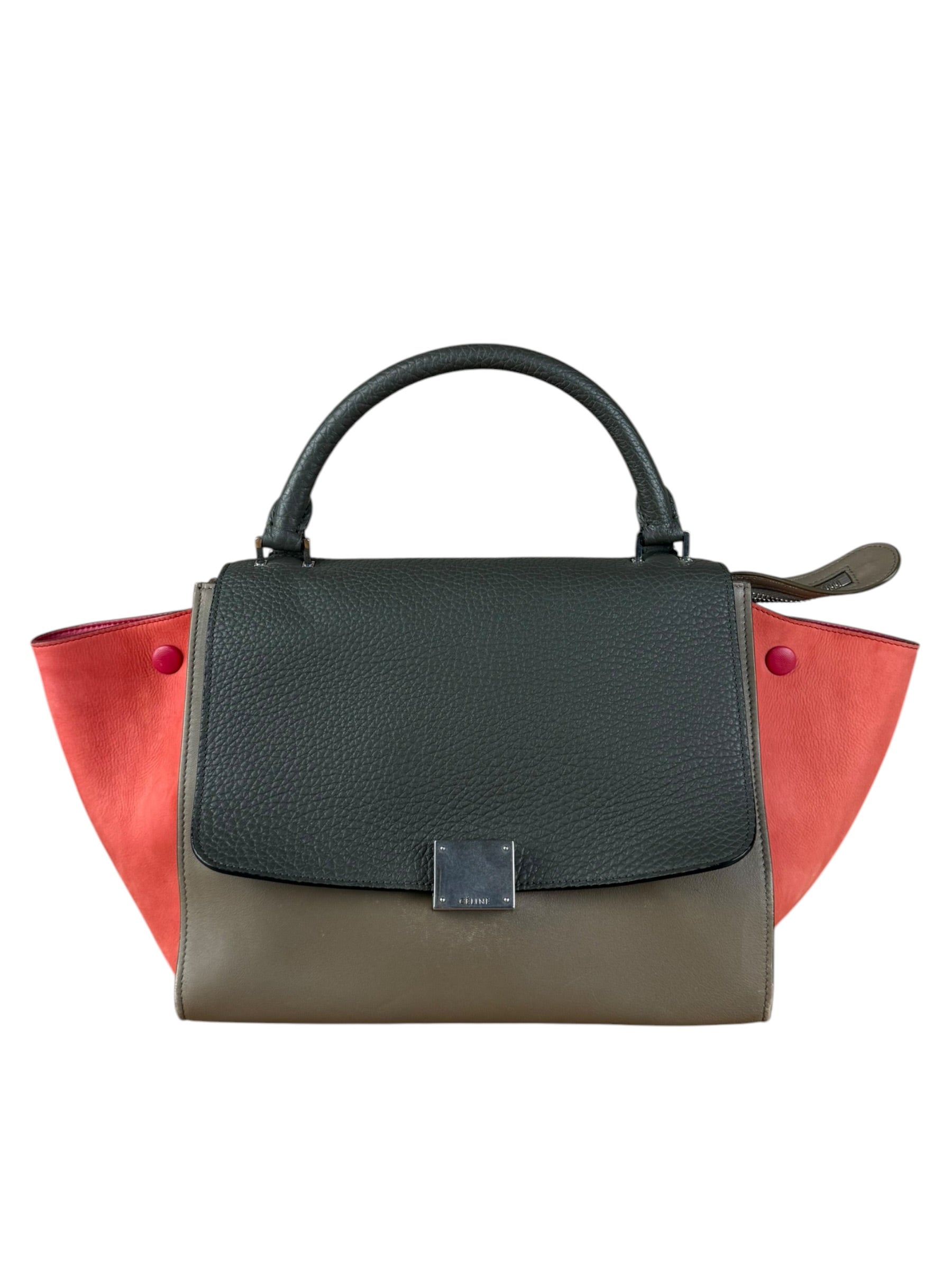 Celine Tricolor Trapeze Pebbled Leather Hand Bag