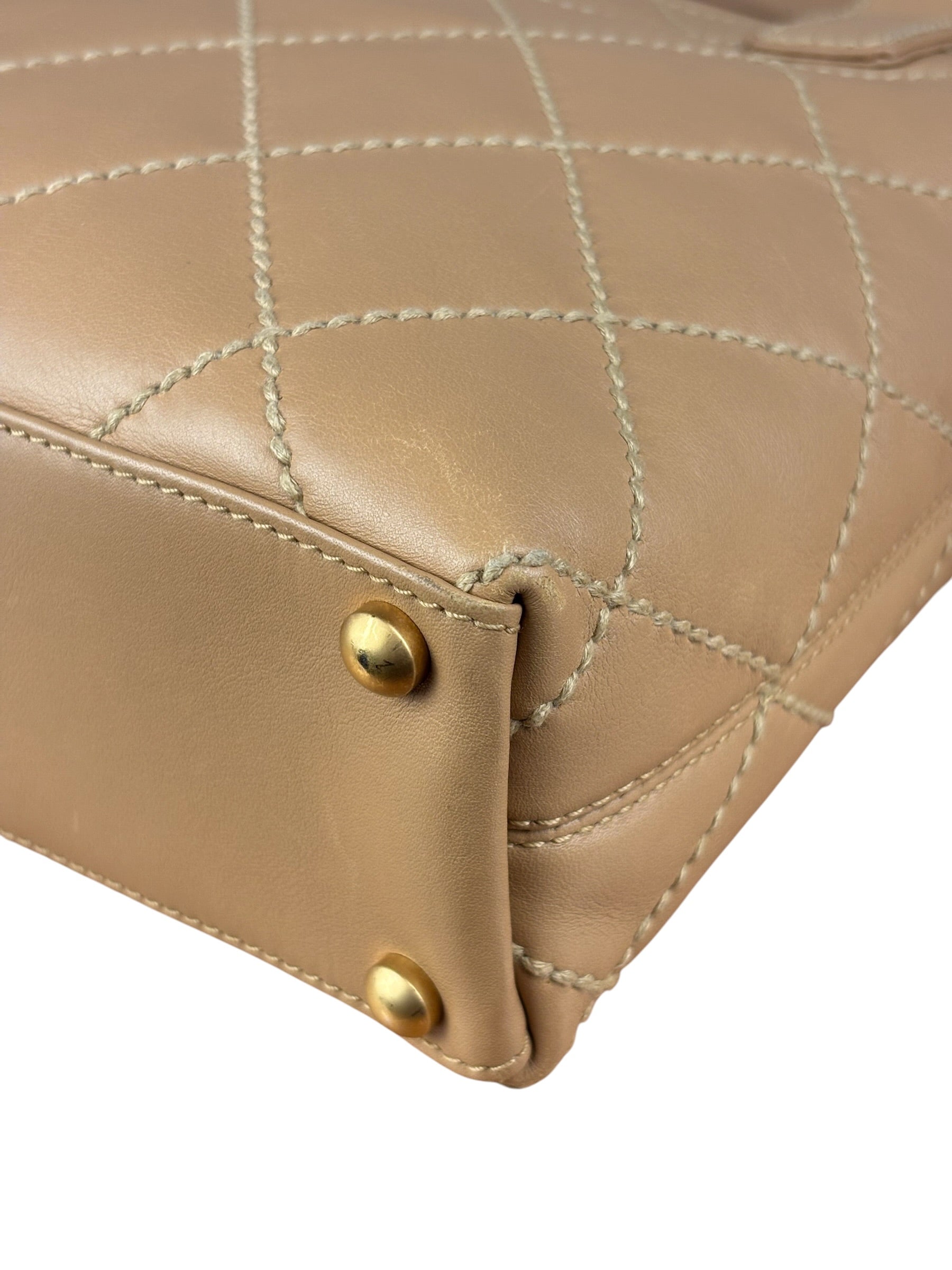 Chanel Vintage Beige Wild Stitch Small Tote Bag 2003