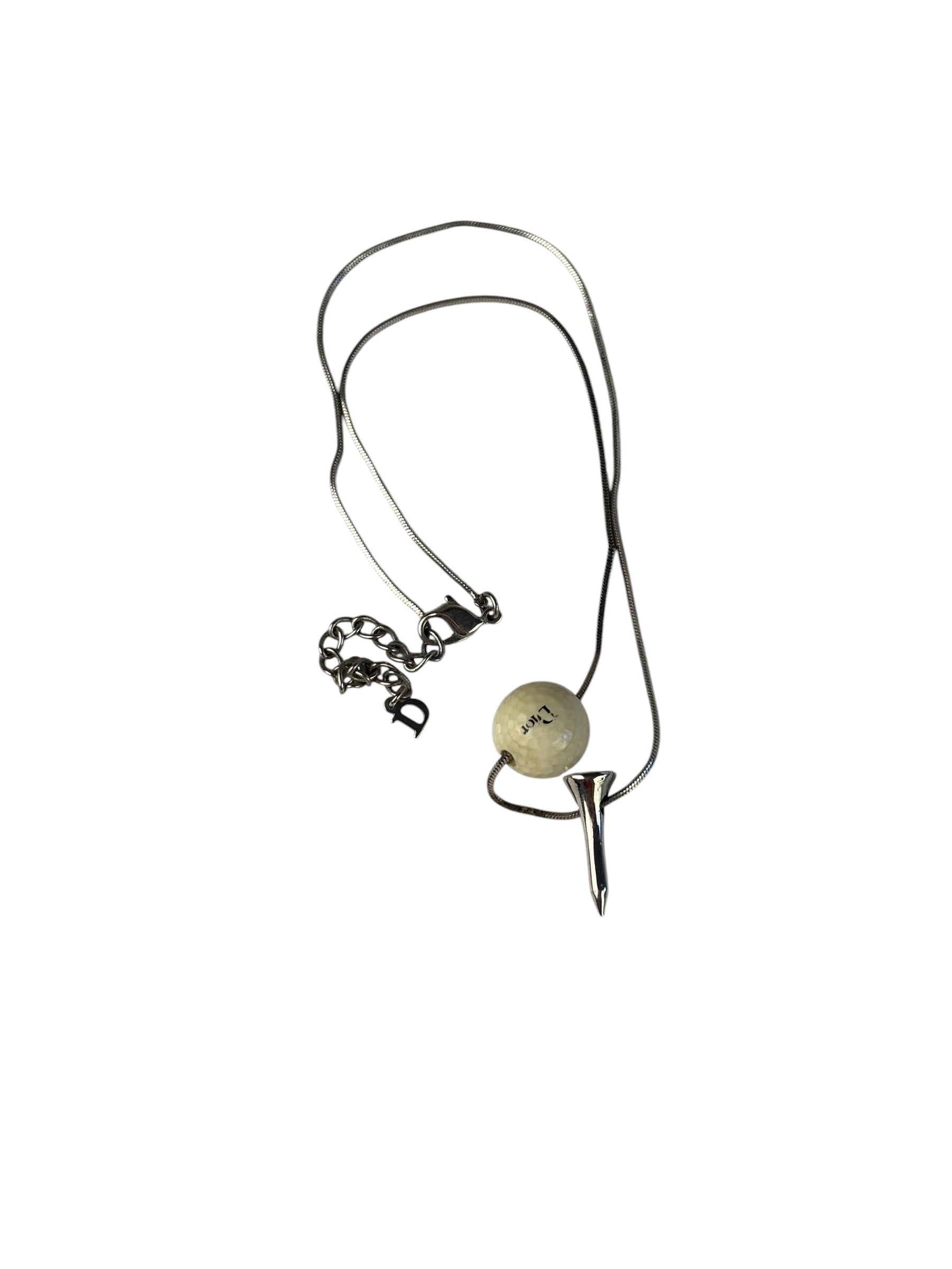 Christian Dior Off-White Bead & Nail Pendant Necklace