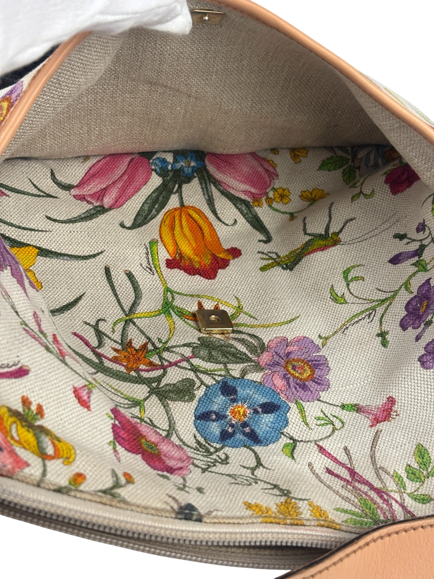 Gucci Vintage Leather/Canvas Blooms Crossbody