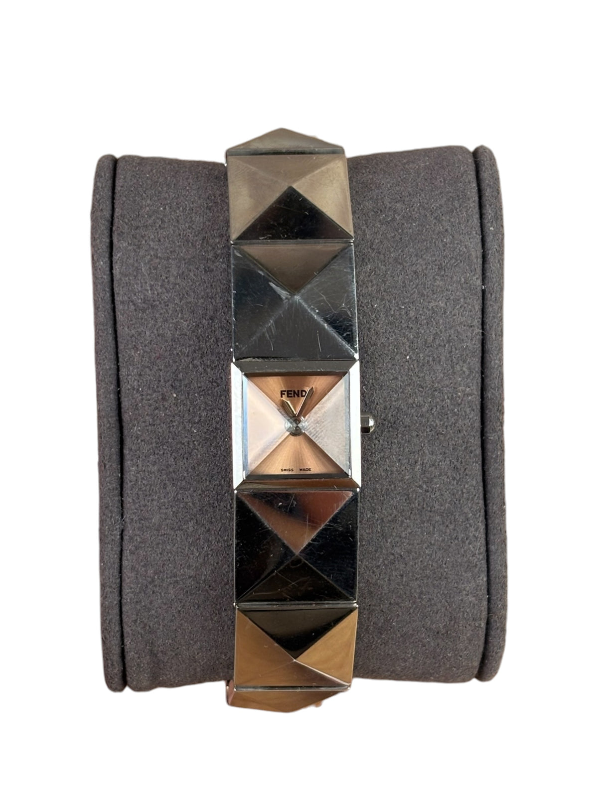 Fendi Salmon Dial Pyramid Silver Band