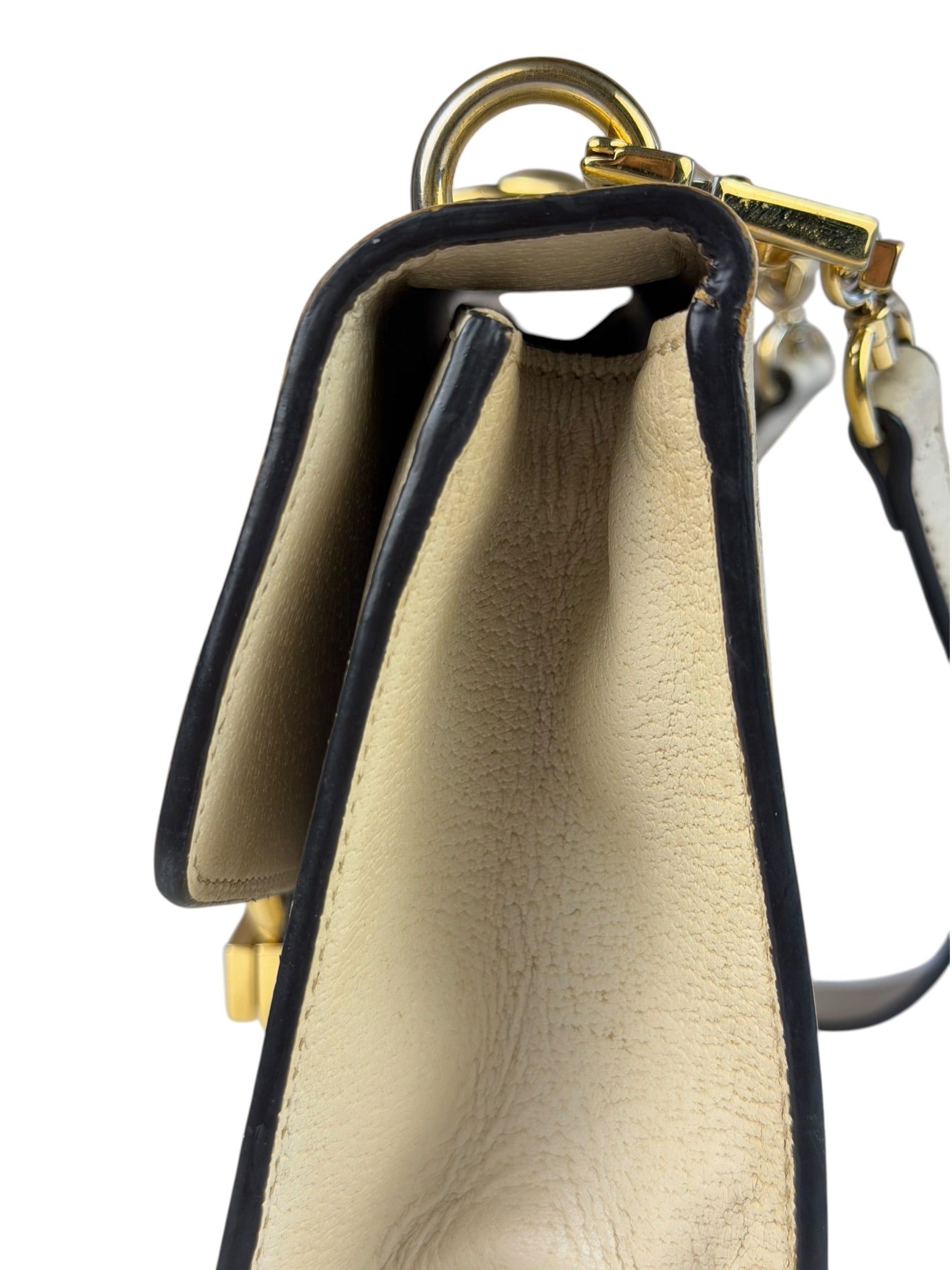 Gucci Textured Calfskin Bee Star Sylvie Shoulder Bag White