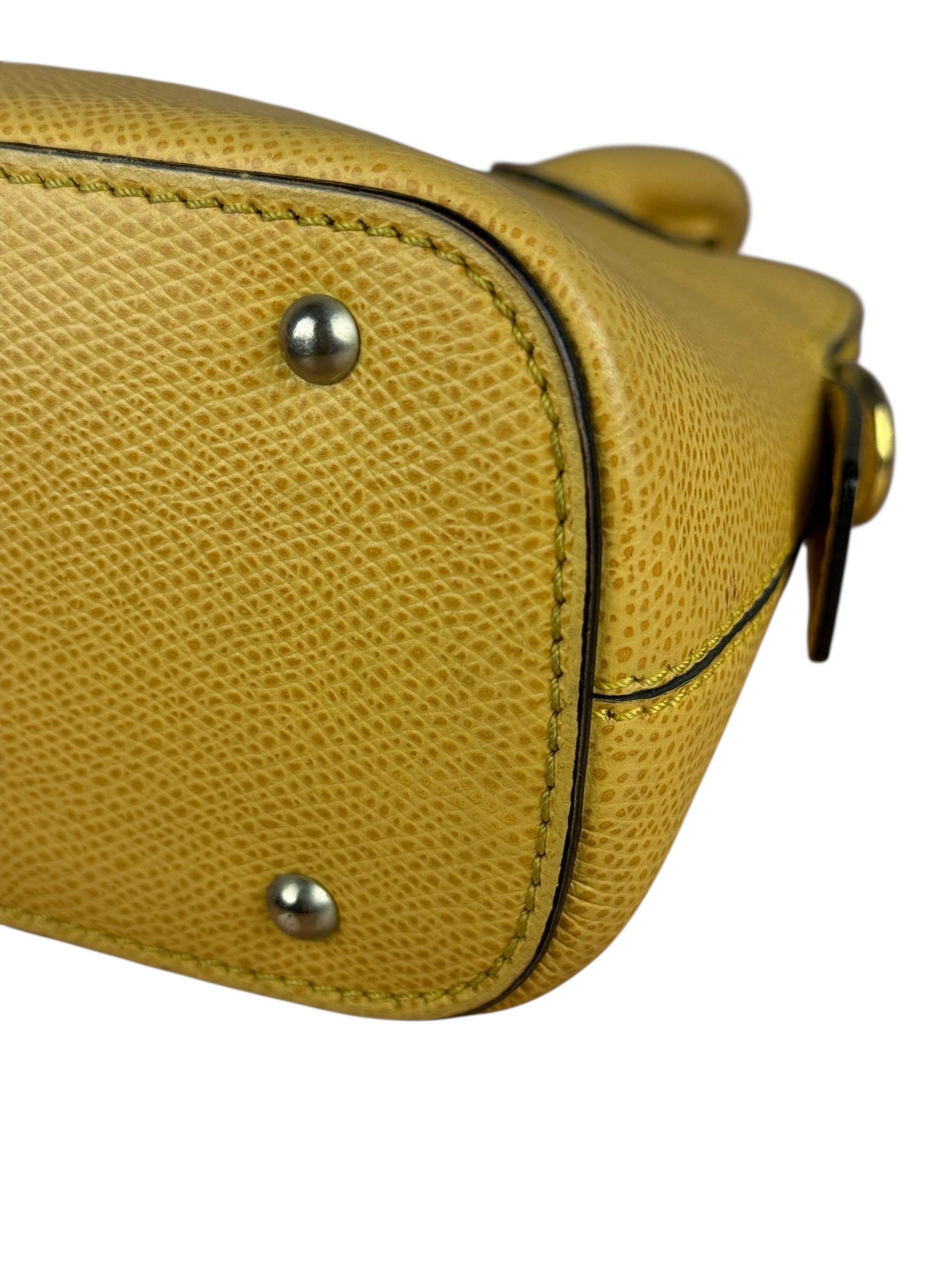 Celine Yellow Leather Dome 2Way Handbag
