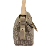 Fendi Rose Beige  Leather Trim Zucca Baguette
