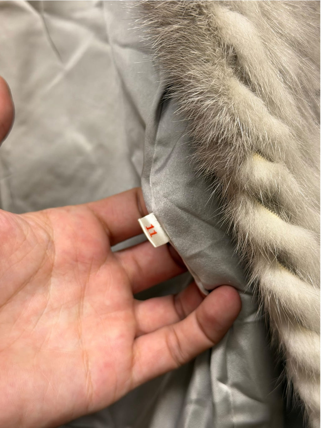 Vintage Grey Chevron Mink Fur Coat