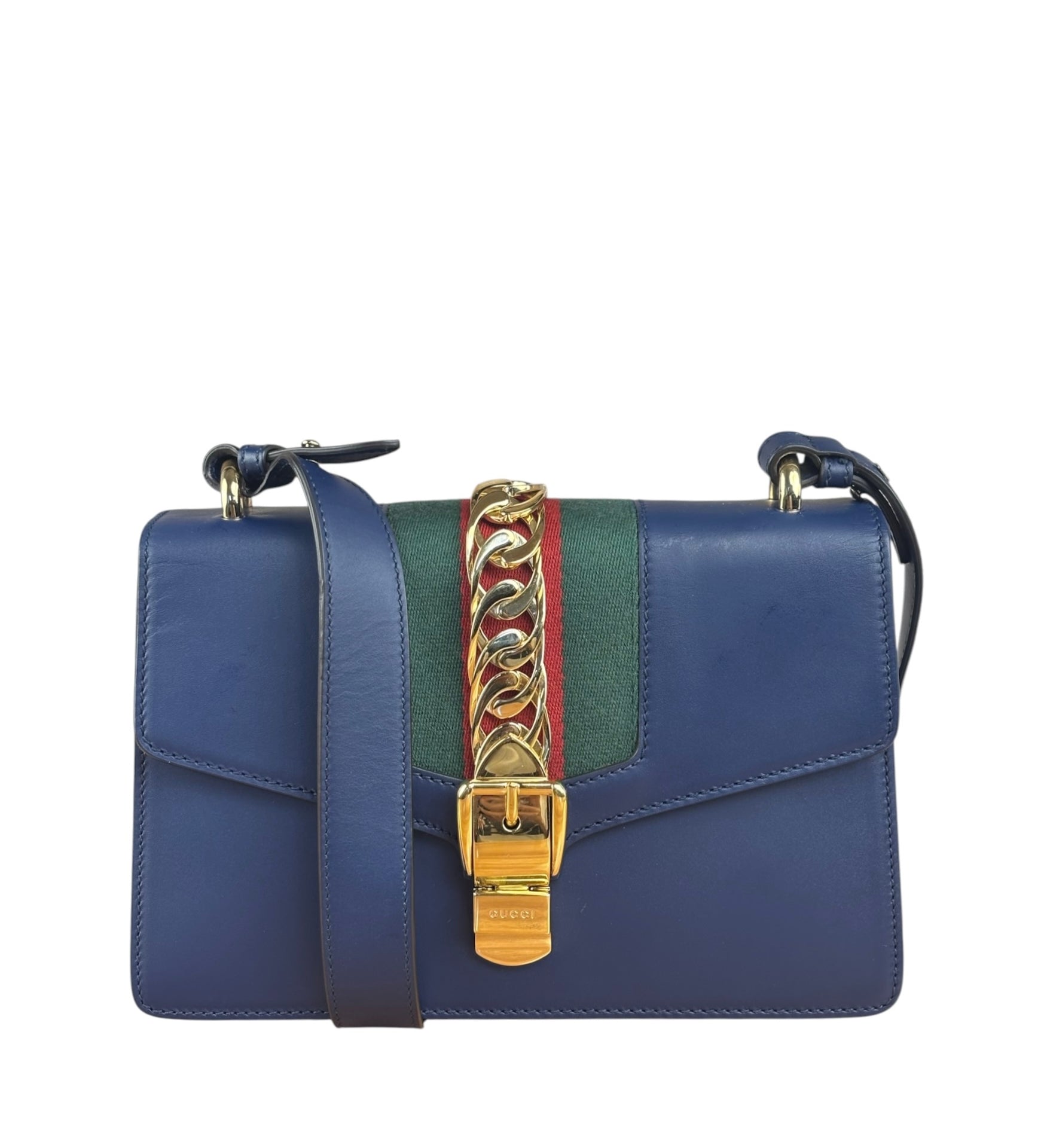 Gucci Navy Blue Sylvie Leather Crossbody Bag