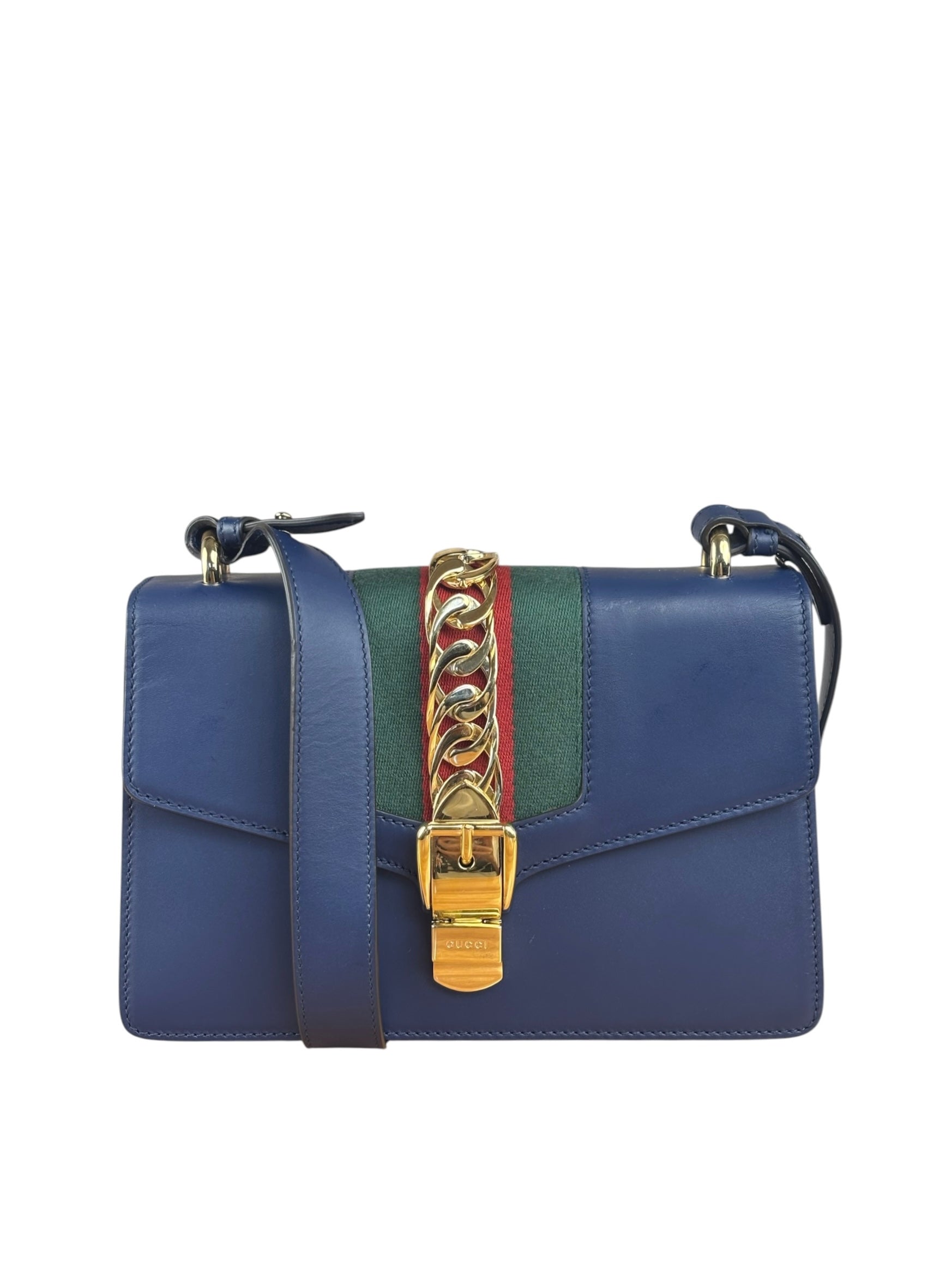 Gucci Navy Blue Sylvie Leather Crossbody Bag