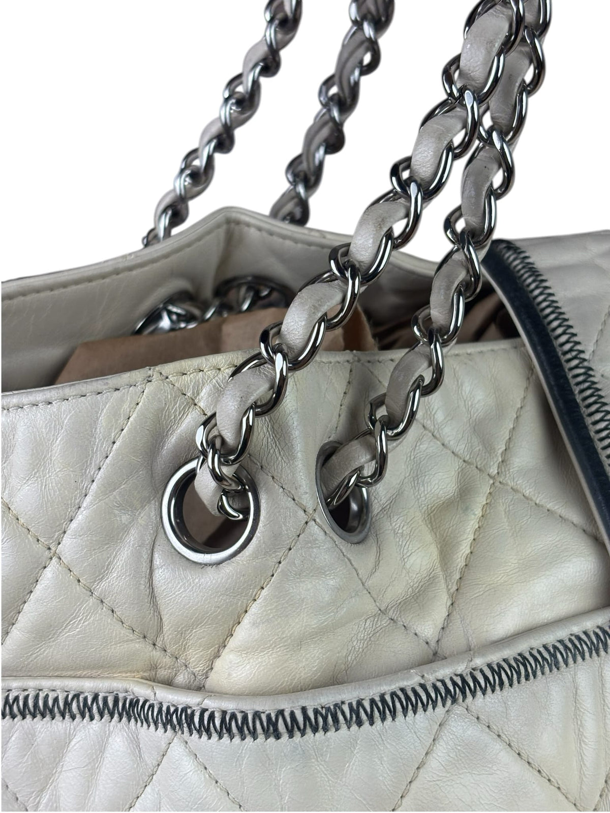 Chanel Cream Quilted Lambskin East/West Reissue Tote 2008